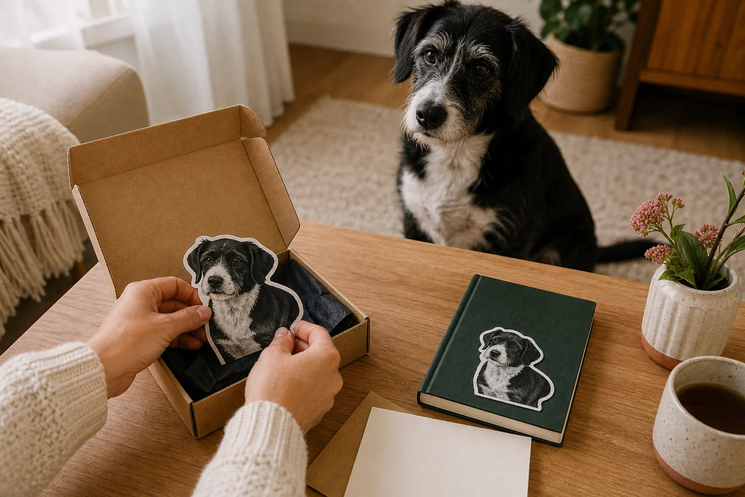 Custom pet sticker prepared as a thoughtful pet gift